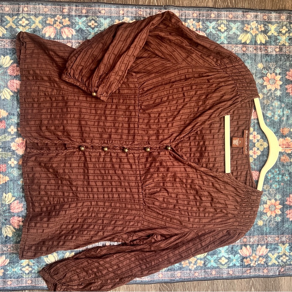 Bandolino Chocolate Brown Button Down Top
